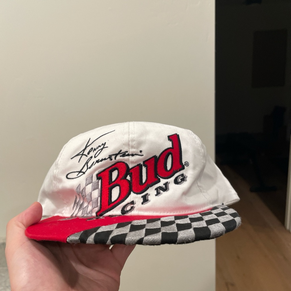 Bud Racing White and Red Cap